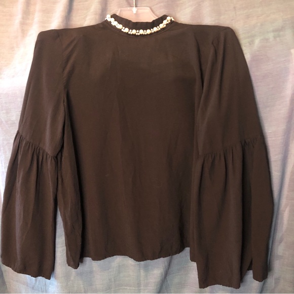 Zara basic. Pearl neckline with open bell sleeves size small - Picture 5 of 11